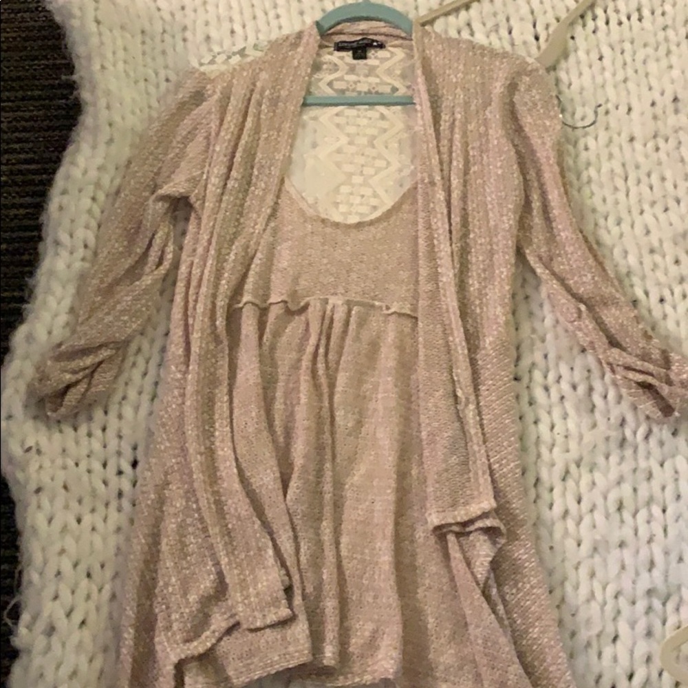 Tan cardigan with Aztec detail